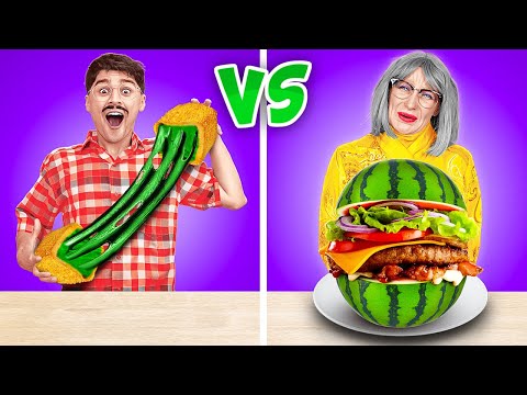 NEW 123 GO! Me vs Grandma vs Dad Food Challenge! Who Will Reign Supreme?