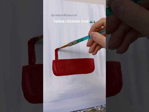 [clip] Painting a Christmas truck shape! 🎄🛻 #tutorials #Christmas #acrylicpainting #beginner