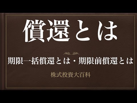 [動画で解説] 償還とは（期限一括償還とは・期限前償還とは）