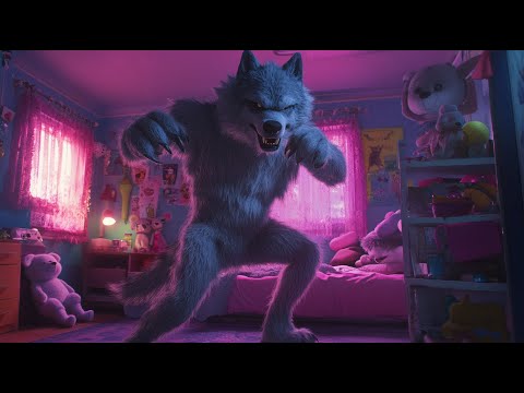 Werewolf dancing in a cute room