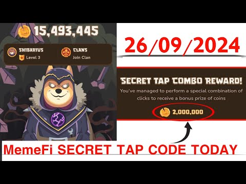 Memefi Secret Reward Combo Today 26/09/2024 Memefi 2,000,000 Coins Code