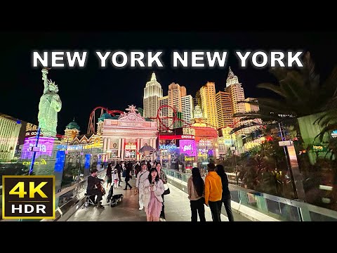 [4K HDR] New York New York Las Vegas Walking Tour | Dec 2023 | Las Vegas, Nevada