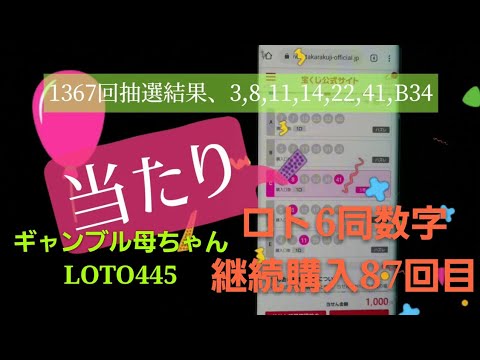 【長期検証】○等当選！ロト6同数字で継続購入87回目