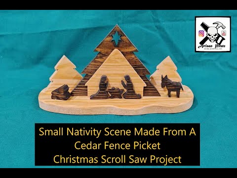 Small Nativity Scene, Made From A Cedar Fence Picket, Christmas Scroll Saw Project