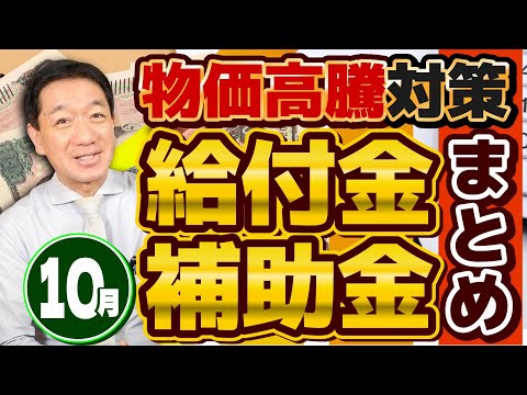 【10月度 物価高騰 給付金・補助金まとめ】今後の給付・還元/ 原油・LPガス・電気の補助金/ 賃上げ奨励金/ 個人事業主・小規模向け/ 特別高圧電力補助額10～1,000万円 等〈24年10月時点〉