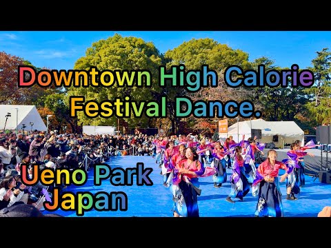 [4K] Japanese Culture. Downtown High Calorie Festival. # Walking Tour in Ueno Park. Tokyo, Japan.