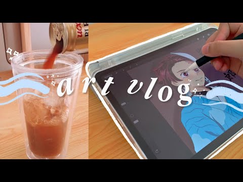 ART VLOG 1🌛 drawing tanjiro kamado using procreate on ipad