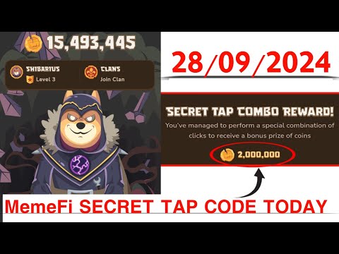 Memefi Secret Reward Combo Today 28/09/2024 Memefi 2,000,000 Coins Code