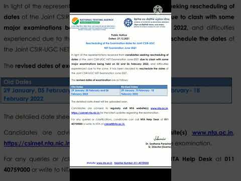 CSIR-UGC NET  Rescheduling of the Examination Dates #csirnet2022 #csirugcnet