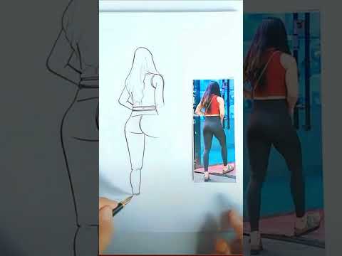 Sketch of sexy young woman from behind #colorpage #coloring #drawing