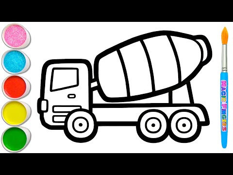 Easy Mixer Truck, Excavator and Crane Drawing, Painting 🚨🚧🚨 Kids' Drawing Videos #371