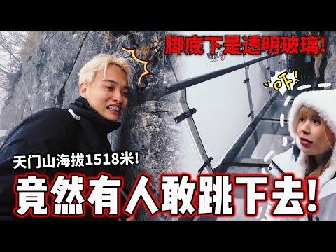 张家界天门山发生过XX事件！站在透明玻璃栈道吓得腿软…