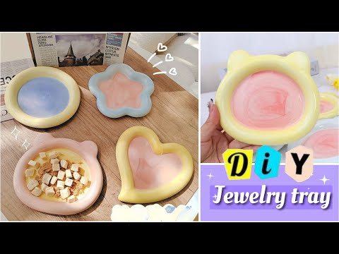 How to make cute jewelry tray/ DIY cute tray for jewelry / Easy handmade jewelry tray from clay