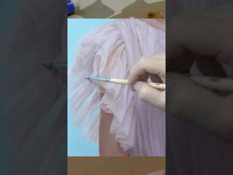 Realistic oil painting process, pink gauze skirt 写实油画粉色纱裙#art #油画