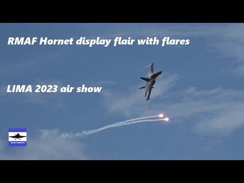 Full of Flares RMAF F/A-18 Hornet at LIMA 2023 Airshow