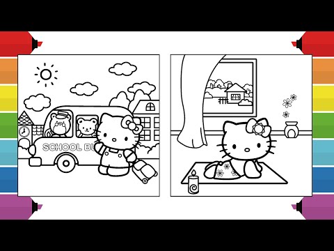 Hello Kitty Coloring Page for Kids | Markers