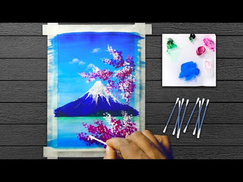 Spring Painting / Cherry Blossom / Swab Art / Simple Landscape Painting