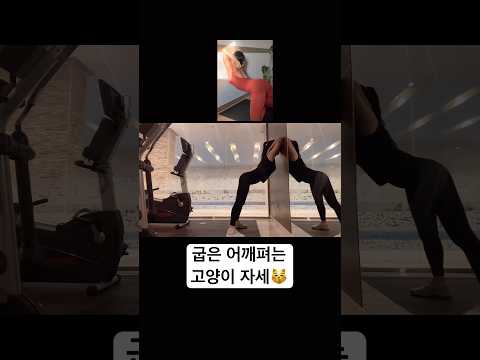 핸드폰 보며 걷는 어깨 펴보아요 #고양이자세#운동하는여자 #헬스장 #오운완