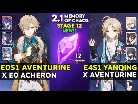 E0S1 Aventurine x E0 Acheron & E4 Yanqing 3-Cycle Clear | MOC 12 v2.1 | Honkai Star Rail.