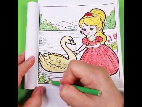 Princess & Swan| Cute Coloring Page for Kids#coloringforkids #coloringfun