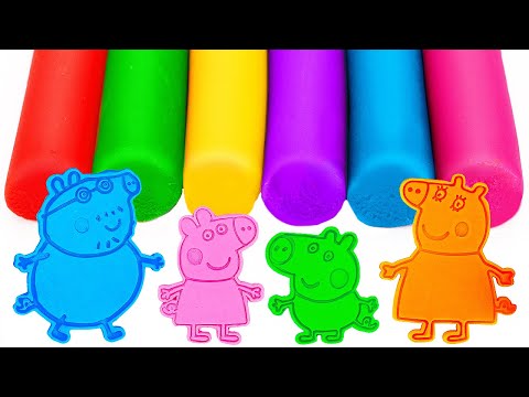 Peppa Pig Family with Play Doh Molds | Best Learn Colors & Shapes | Preschool Toddler Learning Video