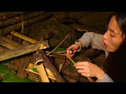 FULL 100 DAY SOLO SURVIVAL IN THE RAIN FOREST - RELAXING IN THE SHELTER WITH THE SATISFYING SOUND