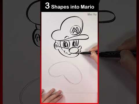 Turn 3 Shapes into Mario #artshorts #drawingshorts #mariomovie #meiyu