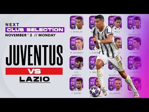 NOV’ 2 MONDAY: JUVENTUS, LAZIO CLUB SELECTION PLAYERS MAX RATING PES 2021 MOBILE