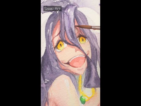 Anime Watercolor Painting | Albedo from Overlord | #shorts