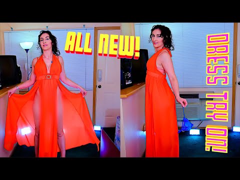 Sexy Dresses Try On Haul - No Panties, Transparent Lingerie Stunning Orange Dress