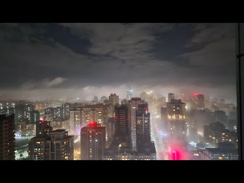 林口新市鎮雲海 夜晚城市雲海風景