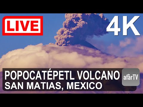 🔴 Live Now: 24/7 Erupting Popocatépetl Volcano from San Matias Tlalancaleca Mexico in 4K Ultra HD