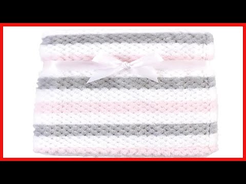 Hudson Baby Uni Baby Plush Waffle Blanket, Pink Gray Stripe, One Size