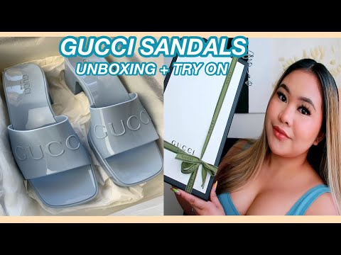 GUCCI RUBBER SANDAL UNBOXING + TRY ON 2021