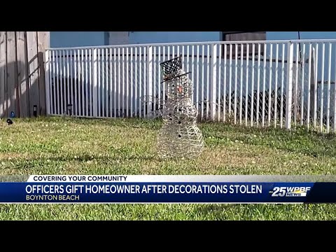 WATCH: Boynton Beach police surprise resident whose Christmas decorations were stolen