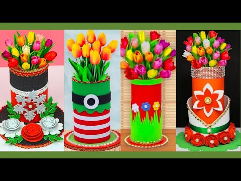 4 Beautiful Flower Vase DIY Ideas With Plastic Bottle and Woolen Threads | Best Out of Waste | DIY