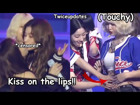 nayeon and sana accidentally kiss each other on the lips ft. Twice touching momo’s abs