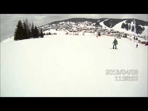 Robbie's first time snow boarding