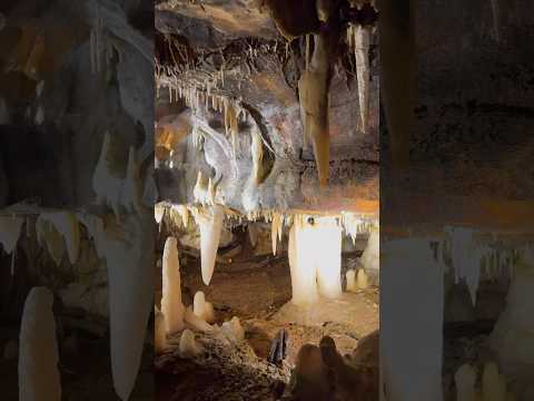 Water dripping from the ceiling of Ohio Caverns forms stalactites, stalagmites and mineral coatings!