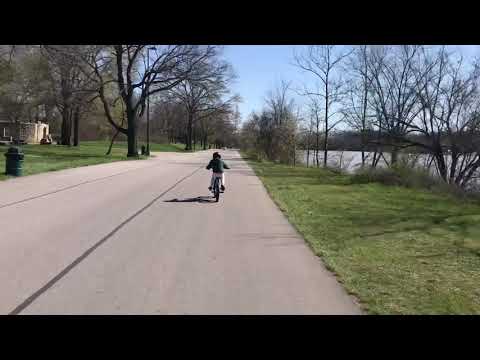 4/22/20-  Graduating to the big bike-  Windy Day Down by the River