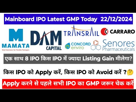 IPO GMP TODAY | MAMATA MACHINERY IPO GMP | DAM CAPITAL IPO GMP | TRANSRAIL LIGHTING IPO GMP |