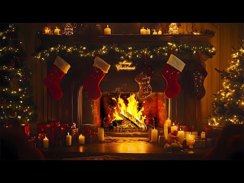 Christmas Fireplace 🔥🎄Burning Fireplace & Crackling Fire Sounds | Christmas Fireplace Background