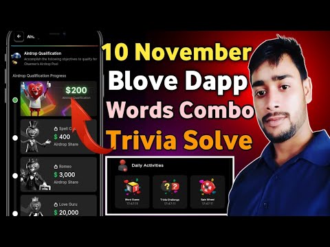 10 Nov blove dapp trivia challenge & words guess combo | blove trivia & Word video | BLove Dapp