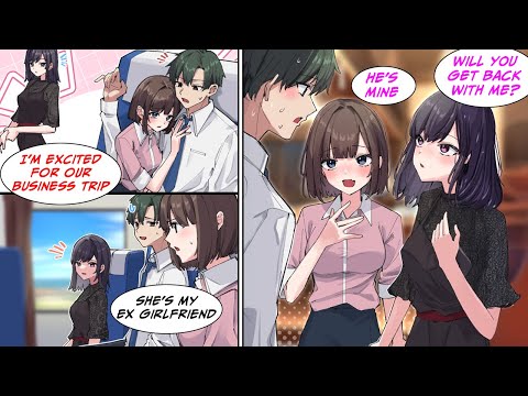 [Manga Dub] On the train to a business trip with my beautiful coworker, I run into my ex girlfriend