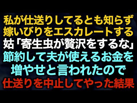 【スカッとする話】私が仕送りしてるとも知らず嫁いびりがエスカレートする姑「寄生虫が贅沢をするな」節約して夫が使えるお金を増やせと言われたので、仕送りを中止してやった結果【修羅場】