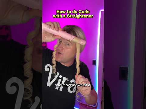 🦄 Straightener Curl Tutorial #straightener #flatironcurls #straightenercurls #hairtutorial #hairtok