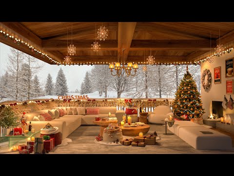 Luxury Christmas Apartment 2025 🎄 Soothing Piano Jazz, Fireplace & Snowy Views for Relaxation