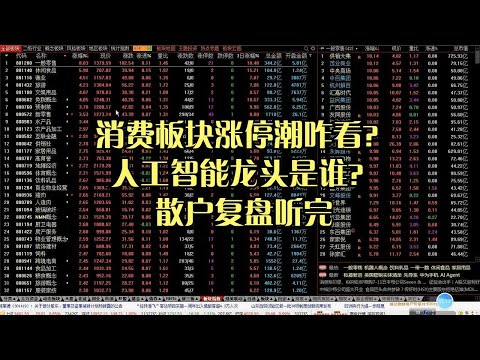 消费板块涨停潮咋看？人工智能龙头是谁？散户复盘听完