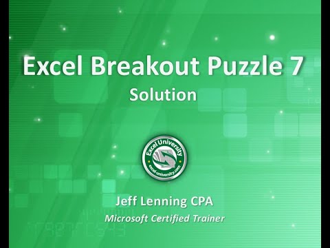 Excel Breakout Puzzle 7 Solution