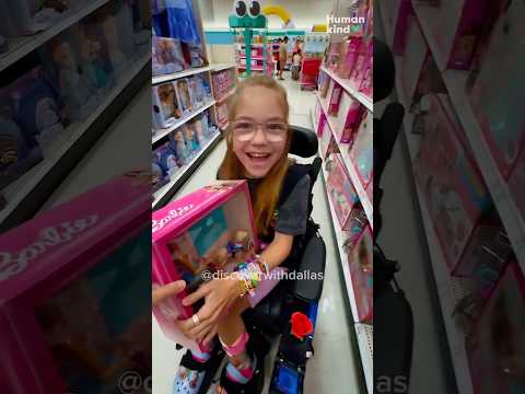 Ten-year-old overjoyed to find a wheelchair Barbie and service dog | Humankind #shorts #barbie